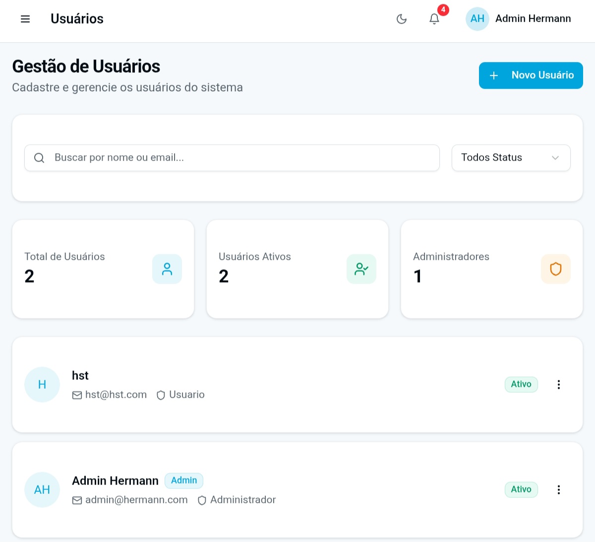 Gestão de Usuários